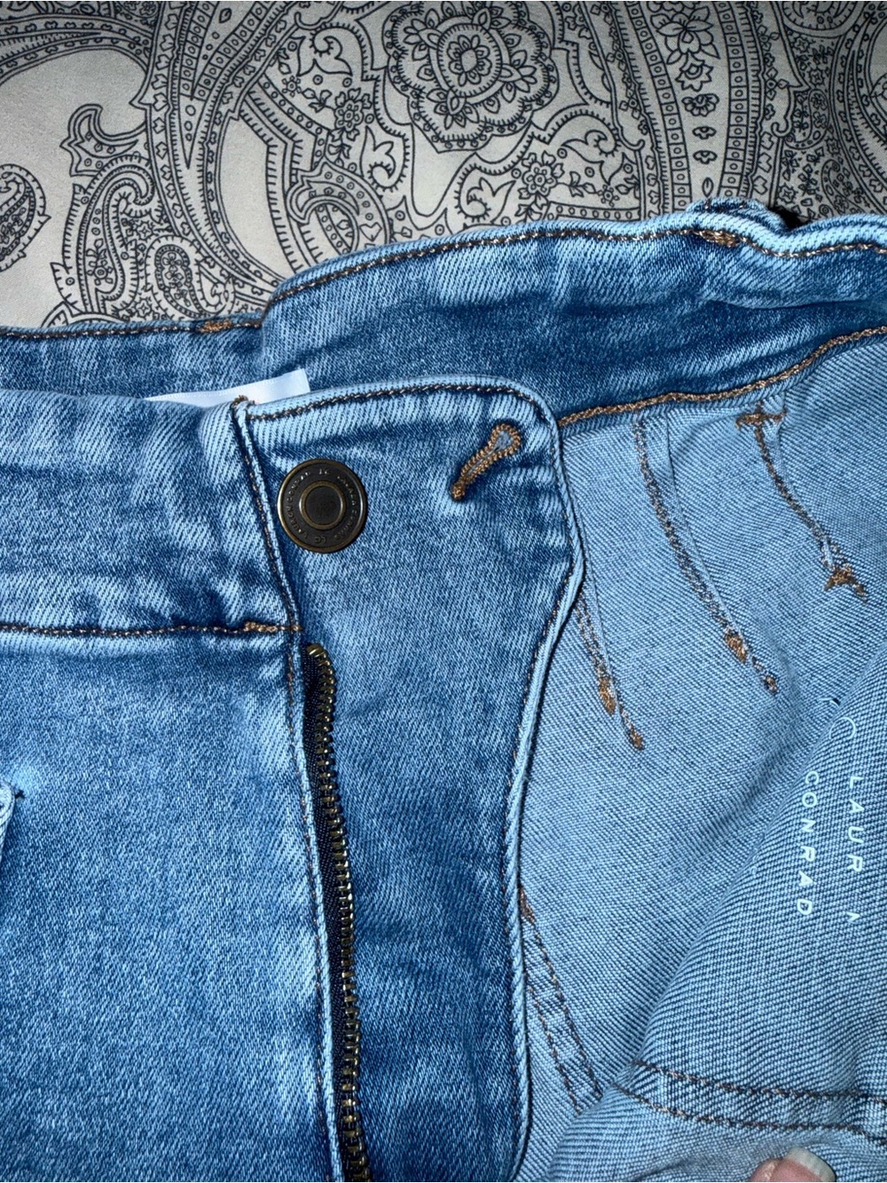 LC Lauren Conrad Faded Blue Denim High Waisted Shorts with Patch Pockets - Picture 6 of 8